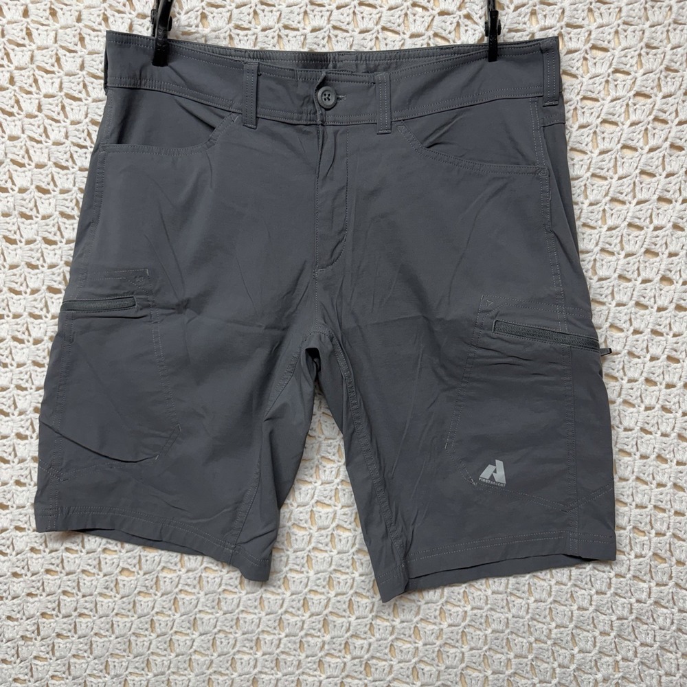 Eddie Bauer Mens Cargo Shorts 36 Fits W34 Gray First Ascent Zip Pocket Hiking